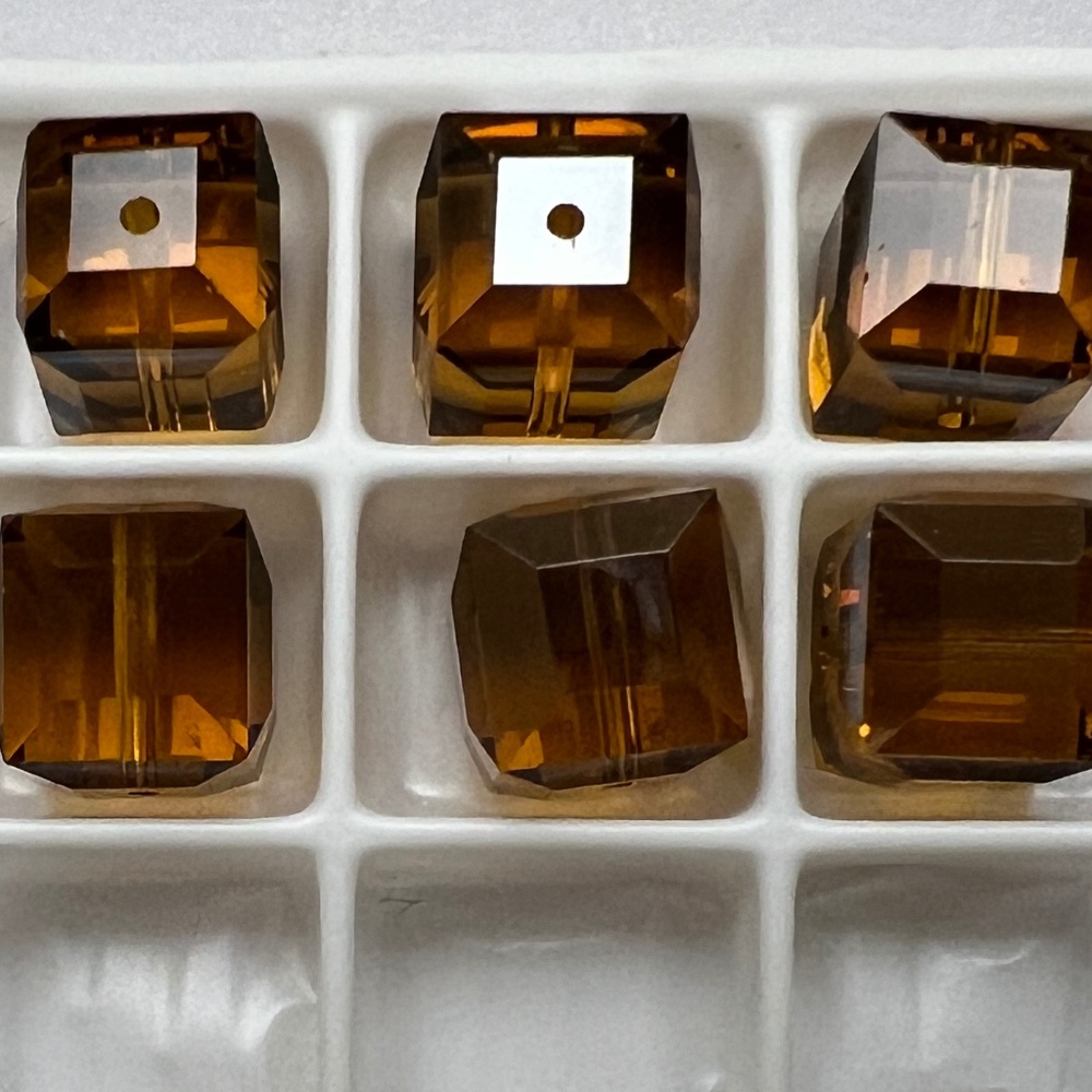 Swarovski  Genuine Crystal 8mm cubes in Topaz Satin  #5601 Hard to find!